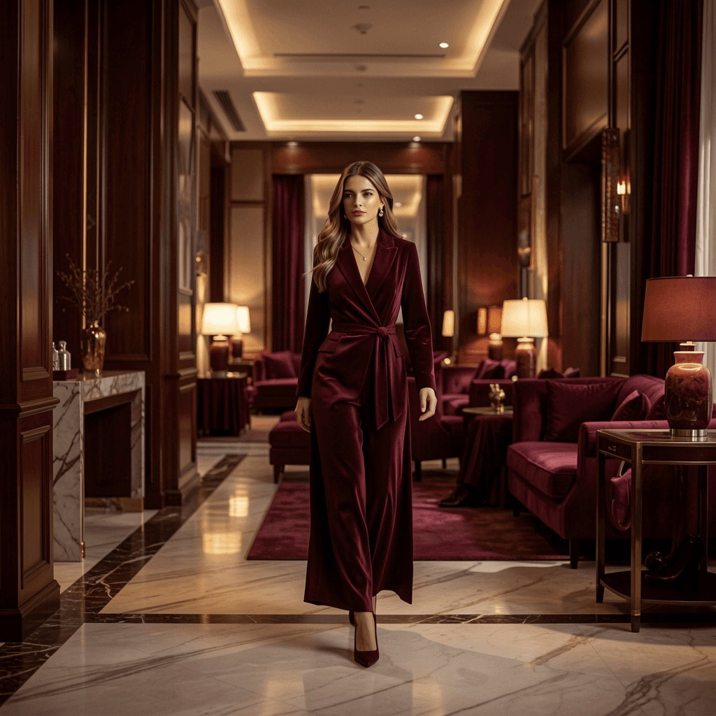 Woman portrait in red editorial style