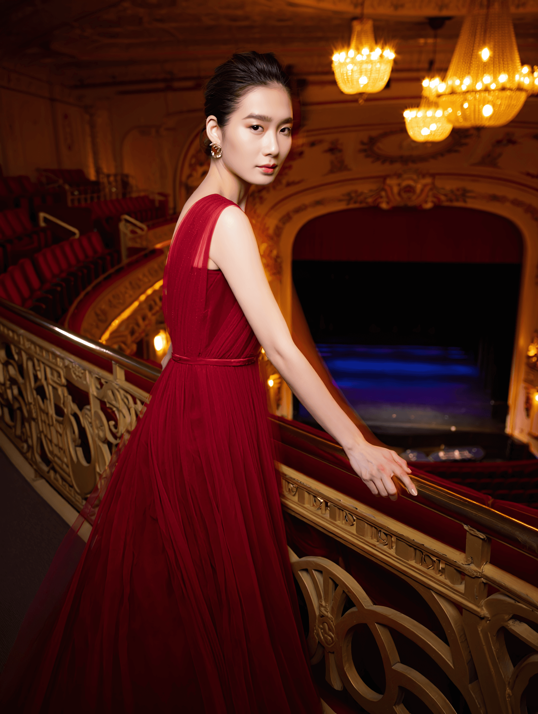 Woman portrait in red dress